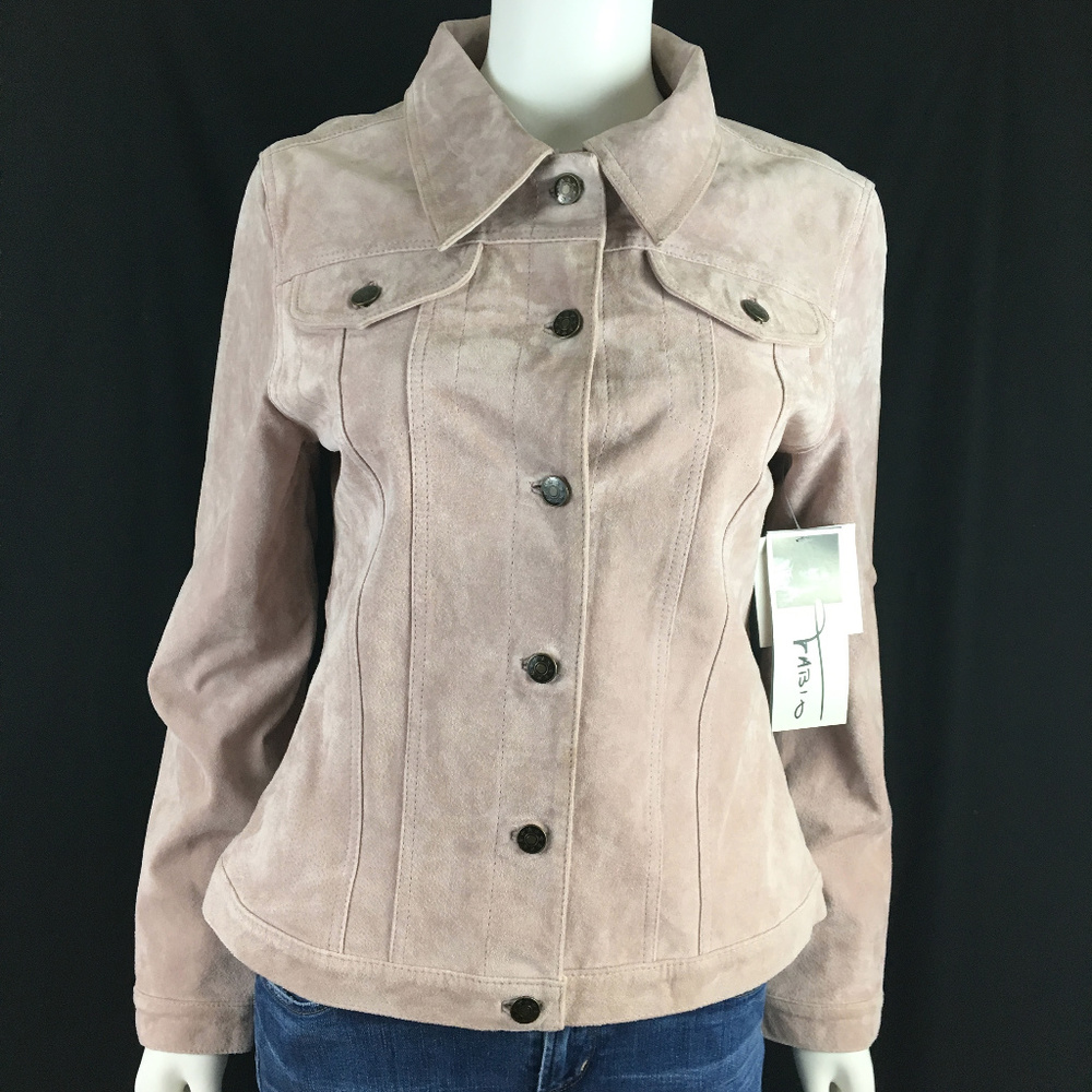 Suede Leather Dusty Pink Lavender Moto Jacket blaz